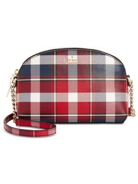 Kate Spade Cameron Street Rustic Plaid Red Navy White Crossbody Purse Bag